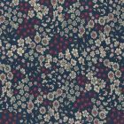 Tissu Coton Frou-Frou Fleuri N°7 Bleu foncé et ecru - Par 10 cm