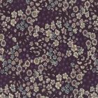 Tissu Coton Frou-Frou Fleuri N°8 Prune et ecru - Par 10 cm