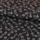 Tissu Denim Stretch Fleuris Marine - Par 10 cm