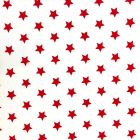 Tissu Coton imprimé Blanc Etoiles Rouges - Par 10 cm