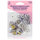 Boutons pressions pour vestes et anoraks 15 mm argent avec outil de pose X10