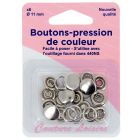 Boutons pressions 11 mm Argent x6