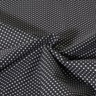 Tissu Popeline de Coton  Carmella à pois blanc sur fond Noir