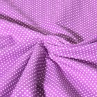 Tissu Popeline de Coton  Carmella à pois blanc sur fond Lilas