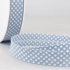 Biais imprimé coton 20 mm Ciel Mini Pois Blanc x1m