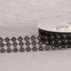 Galon Fleurs paillettes 30 mm 3 rangs Argent x1m