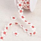 Guipure Marguerite Blanc et rouge x1m
