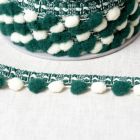 Galon Pompons Bicolore Vert et écru