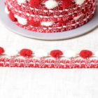 Galon Pompons Bicolore Rouge et écru