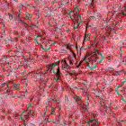 Tissu Coton Matelassé réversible digital Diana patchwork fleuris sur fond Rose
