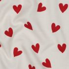 Tissu Flanelle de Coton  Caline cœurs Rouges sur fond Blanc - Par 10 cm