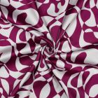 Tissu Coton satiné Iris motif abstrait Violet sur fond Blanc cassé