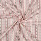 Tissu Coton imprimé Rayures vichy fleuris rose sur fond Blanc