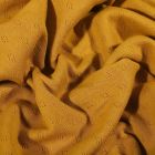 Tissu Jersey Coton ajouré uni Moutarde - Par 10 cm