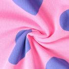 Tissu Jersey Coton coeurs Léane bleus sur fond Rose bonbon