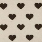 Tissu Moumoute Teddy envers maille Coeurs marrons sur fond Ecru