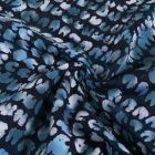 Tissu Viscose Batik Motif graphique en losanges bleutés sur fond Noir