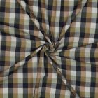 Tissu Voile de Coton fil teint imprimé carreaux sur fond Ecru