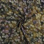 Tissu Batik de Viscose fleurs et feuilles sur fond Brun