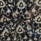 Tissu Batik de Coton motif ethnique Ecru sur fond Noir