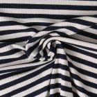 Tissu Jersey Bord Côte rayé Marinéa sur fond Blanc - Par 10 cm