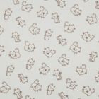 Tissu Coton imprimé Patachat brun sur fond Ecru