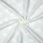 Tissu Double gaze de Coton brodé Fleurs sur fond Blanc