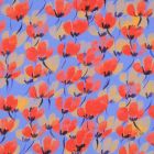 Tissu Viscose Digital Tulipes rouges sur fond Bleu