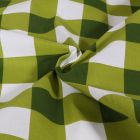 Tissu Coton enduit à carreaux verts sur fond Blanc