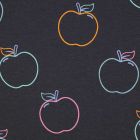 Tissu Jersey imprimé pomme Api Néon sur fond Gris anthracite profond