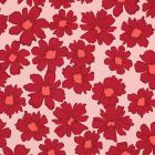 Tissu Sweat envers molletonné Cosmia fleurs Rouges sur fond Rose