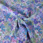 Tissu Viscose EcoVero Floral sur fond Bleu
