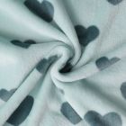 Tissu Doudou Névia cœurs Vert foncé sur fond Vert menthe