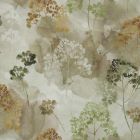 Tissu Toile de Coton Canvas feuillage Ombelle sur fond Beige