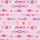 Tissu popeline de Coton  Peace sur fond Rose clair