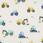 Tissu Popeline de Coton  Chantiboom sur fond Blanc cassé