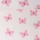 Tissu Sweat envers molletonné Lili papillons Roses sur fond Blanc cassé