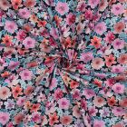 Tissu Popeline de Coton digital petites fleurs sur fond Noir