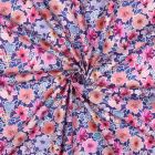 Tissu Popeline de Coton digital petites fleurs sur fond Violet