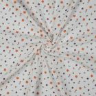 Tissu Double gaze de Coton digital petites fleurs Oranges sur fond Ecru