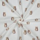 Tissu Double gaze de Coton Bio digital petits Oursons Bruns sur fond Blanc - Par 10 cm