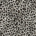 Tissu Viscose Lin imprimé Léopard Noir & Camel sur fond Ecru