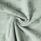 Tissu Double Gaze de Coton Poppy petits Hérissons sur fond Vert pastel
