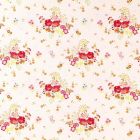 Tissu Jersey Coton imprimé Bouquets de fleurs Multicolores pailletés or sur fond Blanc - Par 10 cm