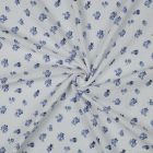 Tissu Double gaze de Coton Petites Fleurs Bleues sur fond Blanc