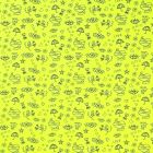 Tissu Jersey Coton imprimé Symboles Love&Live Noirs sur fond Jaune fluo - Par 10 cm