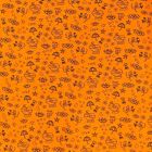 Tissu Jersey Coton imprimé Symboles Love & Live Noirs sur fond Orange fluo - Par 10 cm