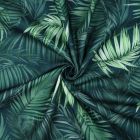Tissu Nappe imperméable digital Feuilles sur fond Vert foncé