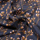 Tissu Viscose Branches pailletées sur fond Bleu marine