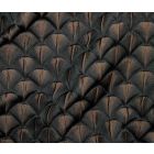Tissu Jacquard d'habillement Éventails gaufrés bronze sur fond Noir